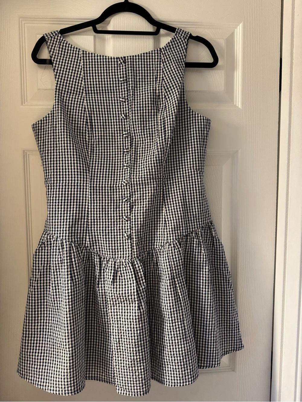 wild fable Black and White Gingham Button-Back Sleeveless Dress